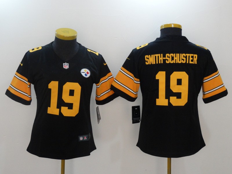 Women Pittsburgh Steelers #19 Smith-Schuster Black Yellow Nike Vapor Untouchable Limited NFL Jerseys